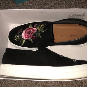 Embroidered Platform Slip-Ons